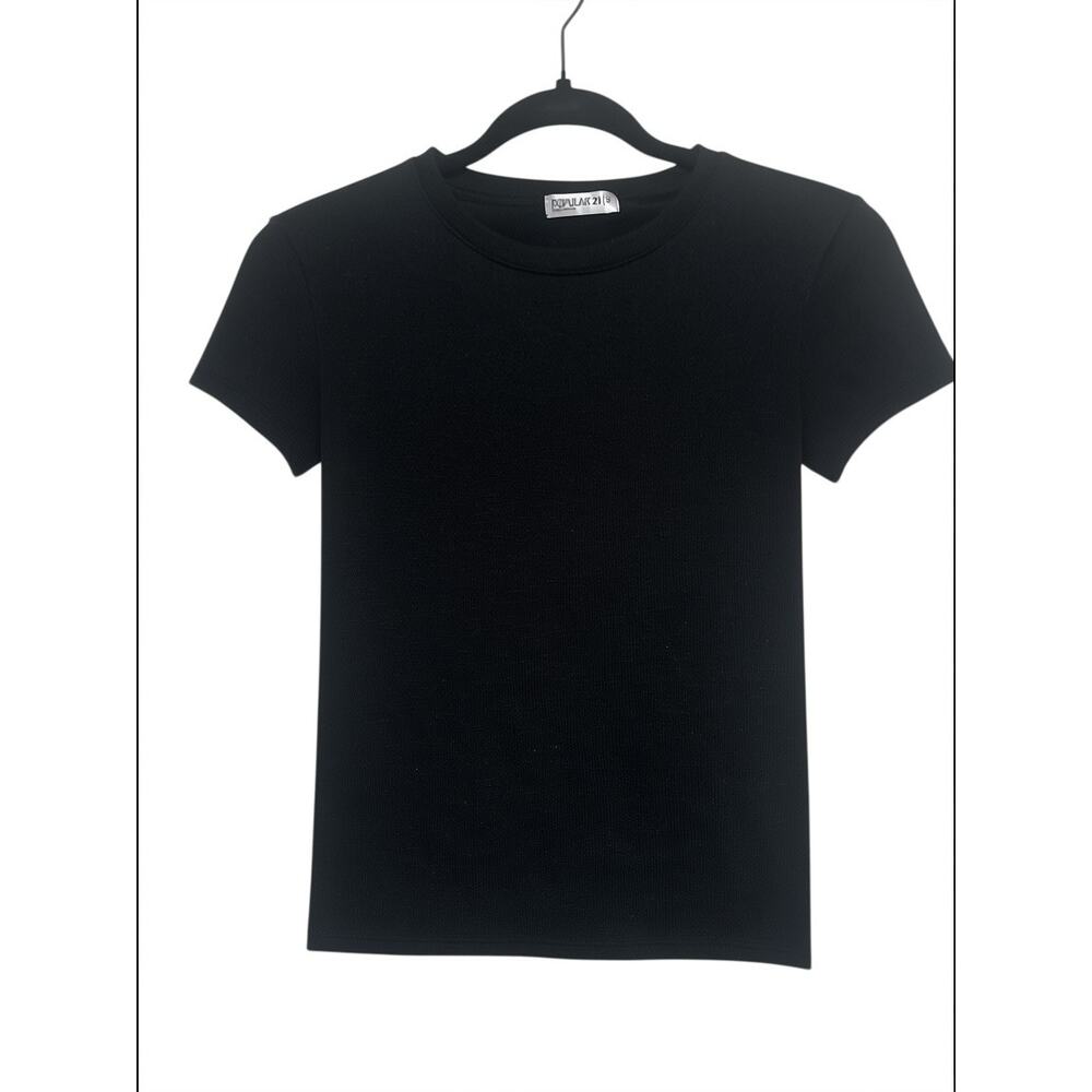 Popular 21 Black Ribbed Short Sleeve Tee Juniors Small Good Condition